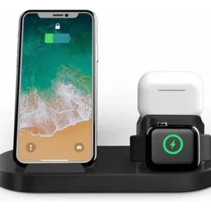 Carregador Sem Fio 3 em 1 H'Maston YD15 Turbo 15W para Celular, Smartwatch e Fone