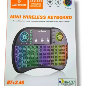 Mini Teclado Sem Fio Lehmox LEY-182 com Touchpad RGB Bluetooth e 2.4G