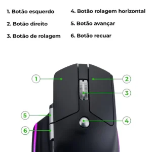Mouse Gamer Sem Fio IMEGO IMS-928 RGB 3200 DPI Recarregável 2.4G